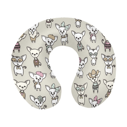 Chihuahua Pattern Print Design 02 U-Shaped Travel Neck Pillow