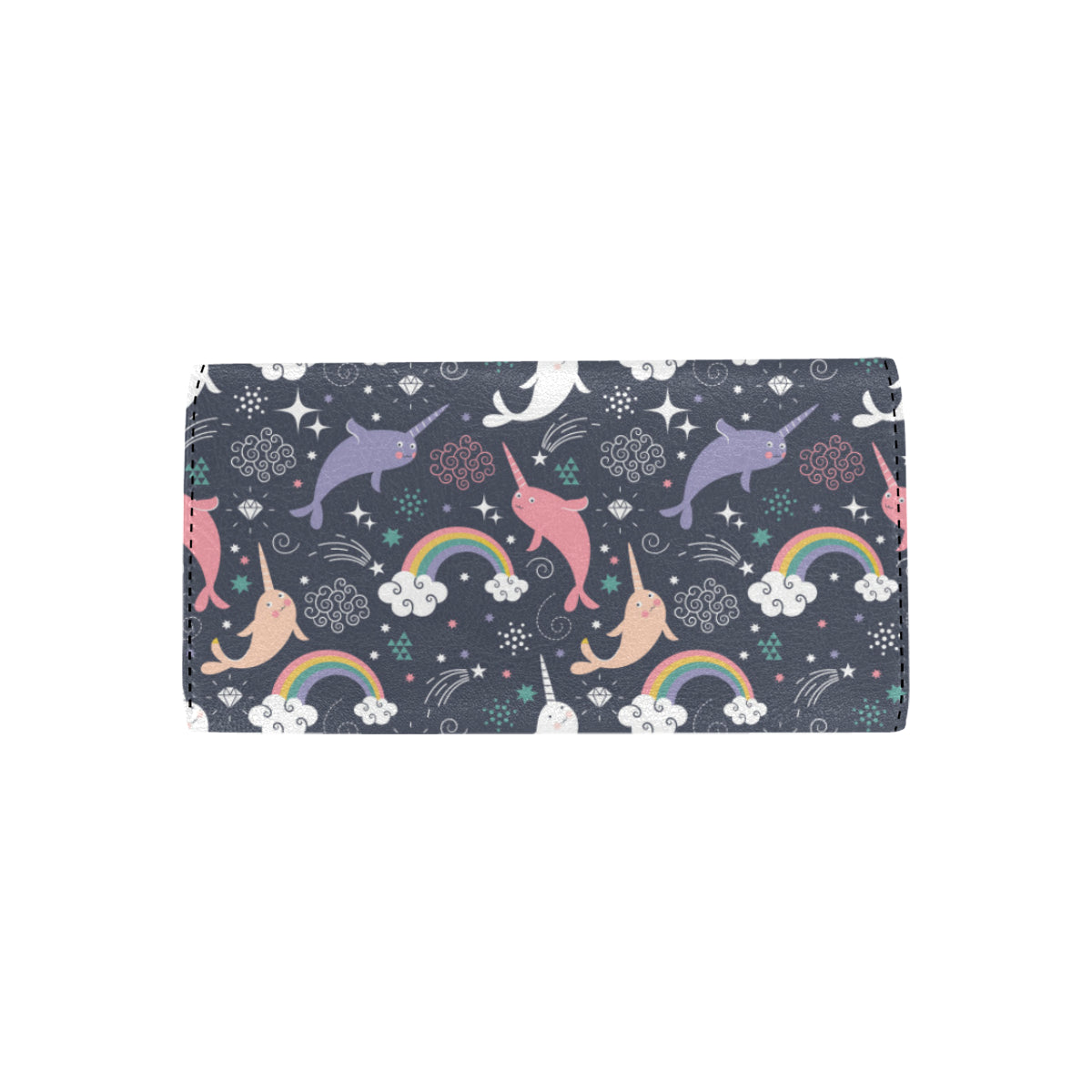 Narwhal Pattern Print Design 01 Women's Trifold Wallet