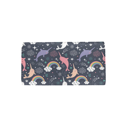 Narwhal Pattern Print Design 01 Women's Trifold Wallet