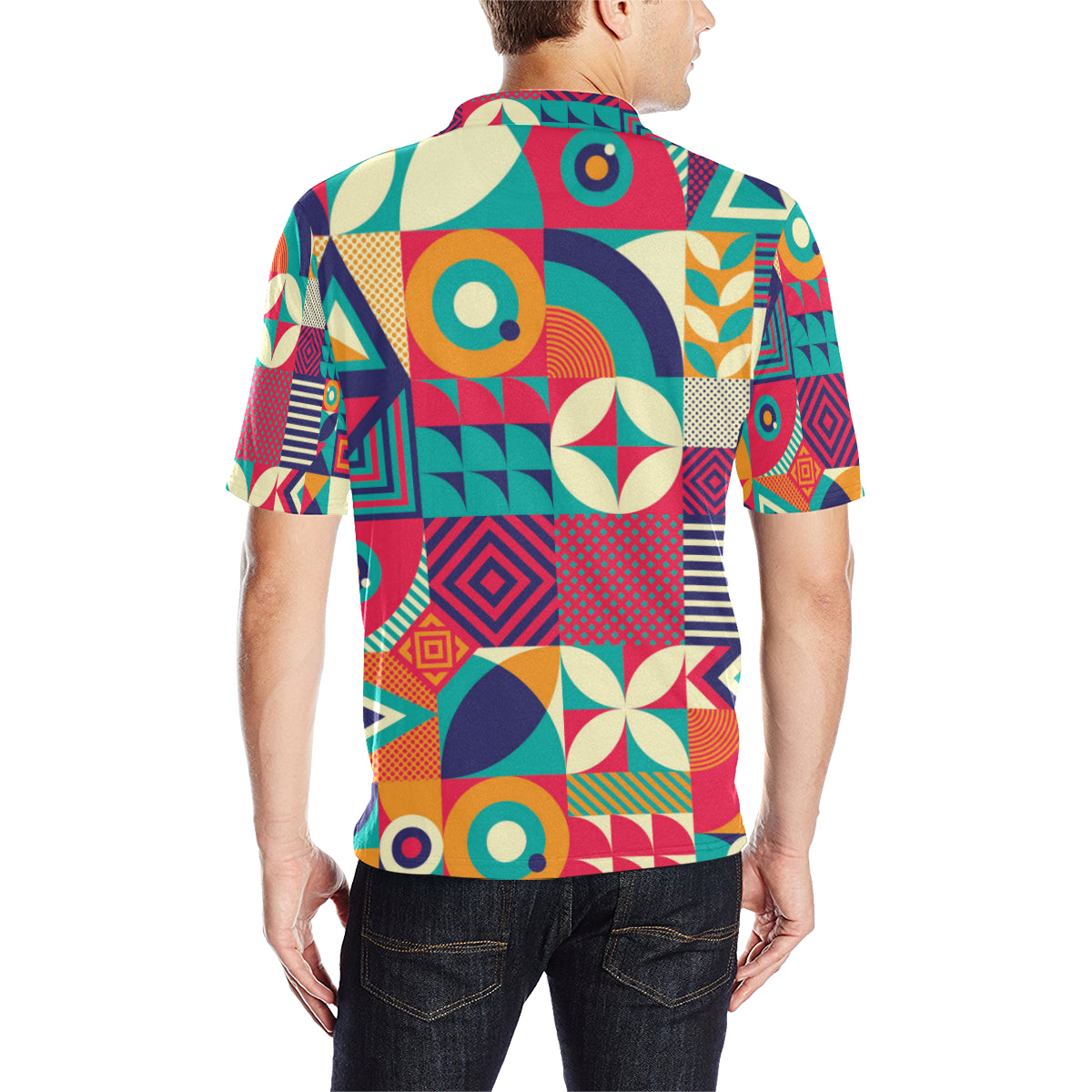Mosaic Pattern Print Design 03 Men Polo Shirt