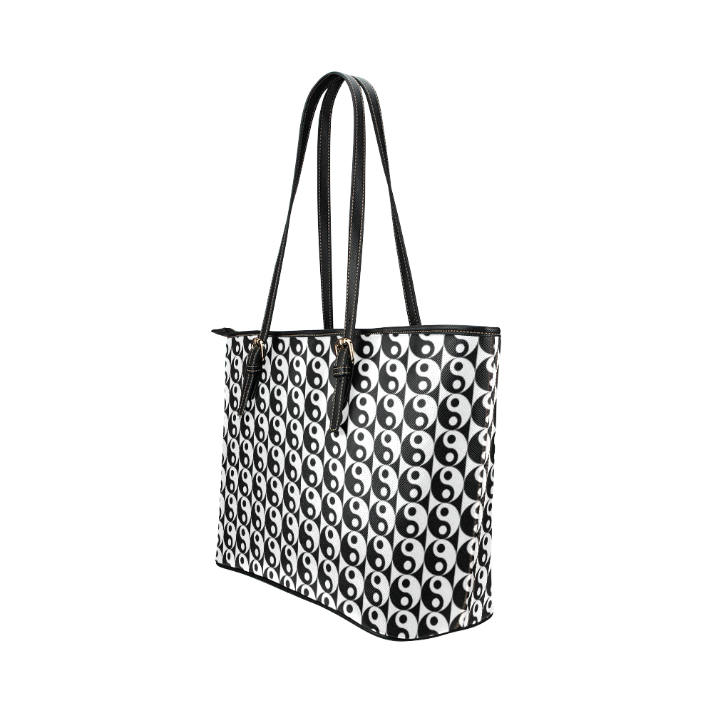 Yin Yang Classic Pattern Design Print Leather Tote Bag