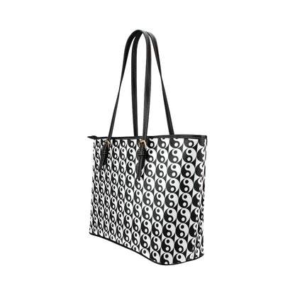 Yin Yang Classic Pattern Design Print Leather Tote Bag