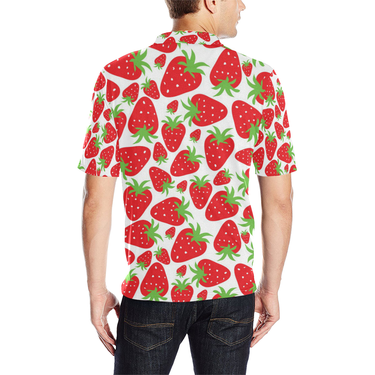 Strawberry Pattern Print Design SB01 Men Polo Shirt