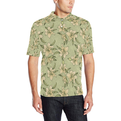 Lily Pattern Print Design LY06 Men Polo Shirt