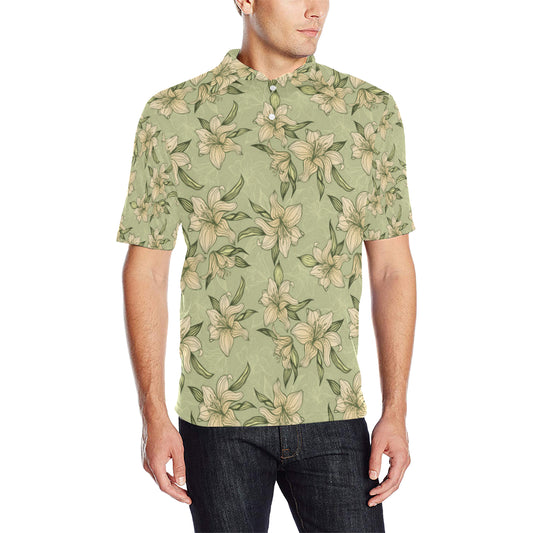 Lily Pattern Print Design LY06 Men Polo Shirt