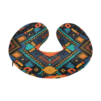Kente Pattern Print Design 04 U-Shaped Travel Neck Pillow