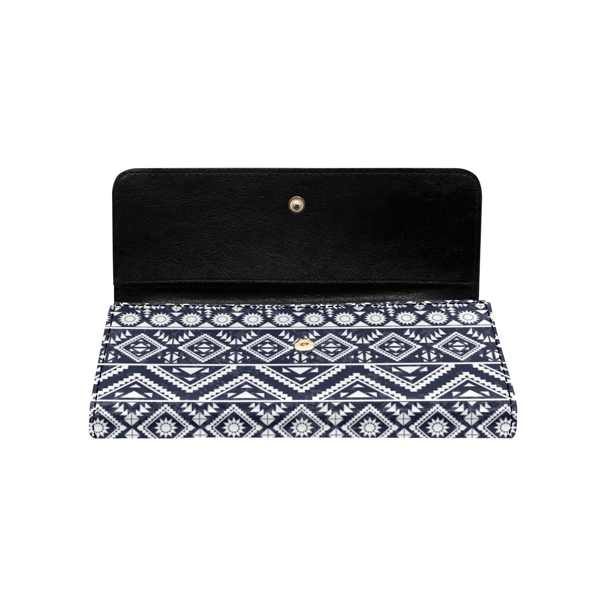 Blue White Tribal Aztec Women's Trifold Wallet