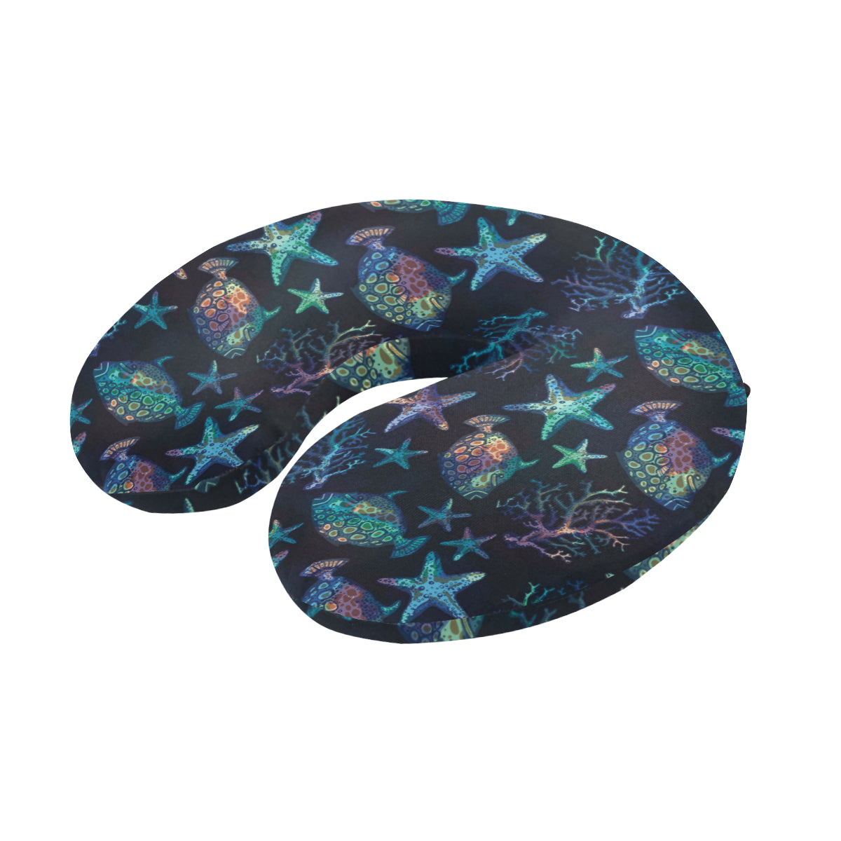 Starfish Pattern Print Design 01 U-Shaped Travel Neck Pillow