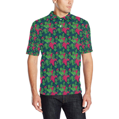 Zombie Themed Design Pattern Print Men Polo Shirt