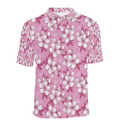 Cherry Blossom Pattern Print Design CB02 Men Polo Shirt