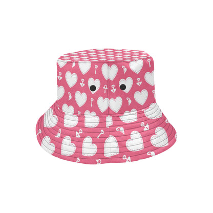 Heart Key Pattern Print Design HE09 Unisex Bucket Hat