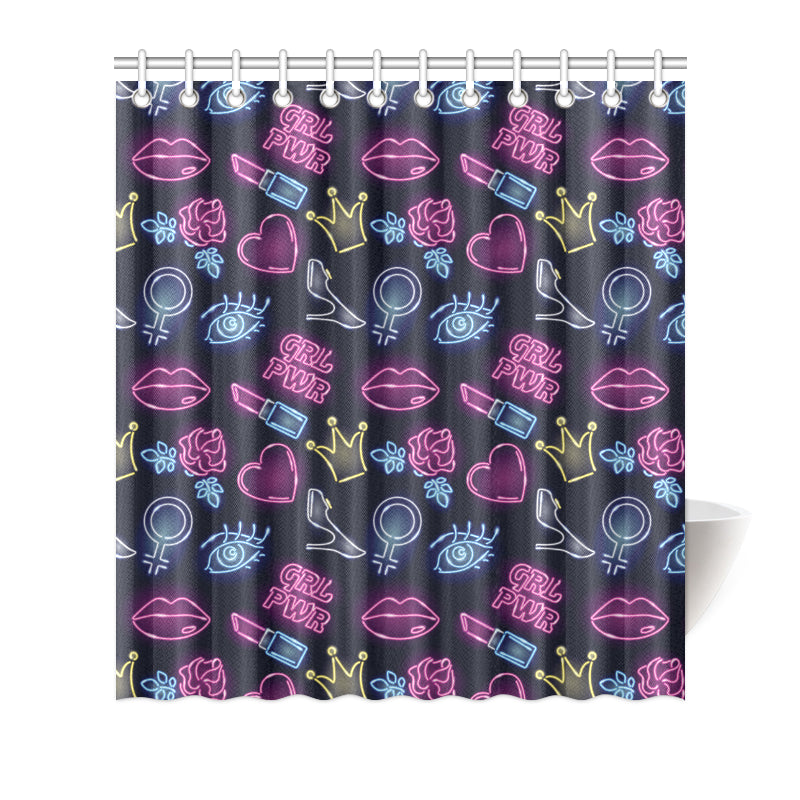 Lipstick Neon Pattern Print Design 02 Shower Curtain