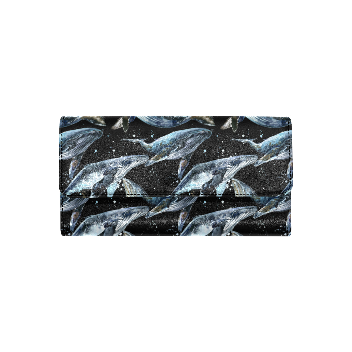Humpback Whale Pattern Print Design 01 Women's Trifold Wallet