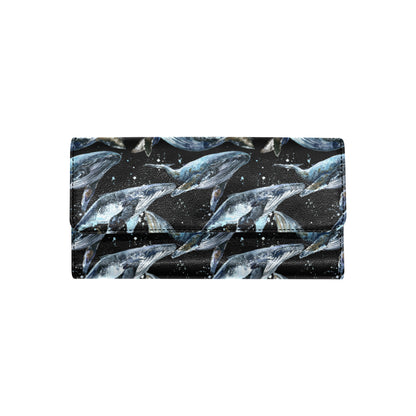 Humpback Whale Pattern Print Design 01 Women's Trifold Wallet