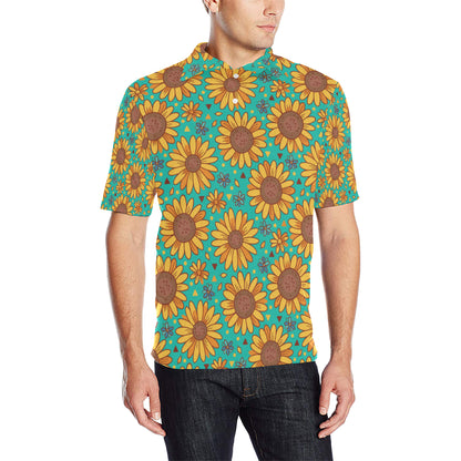 Sunflower Pattern Print Design SF013 Men Polo Shirt