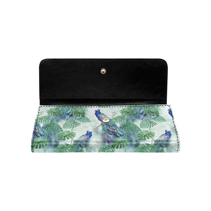 Peacock Pattern Print Design A02 Women's Trifold Wallet