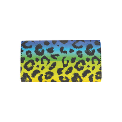 Rainbow Leopard Pattern Print Design A01 Women's Trifold Wallet