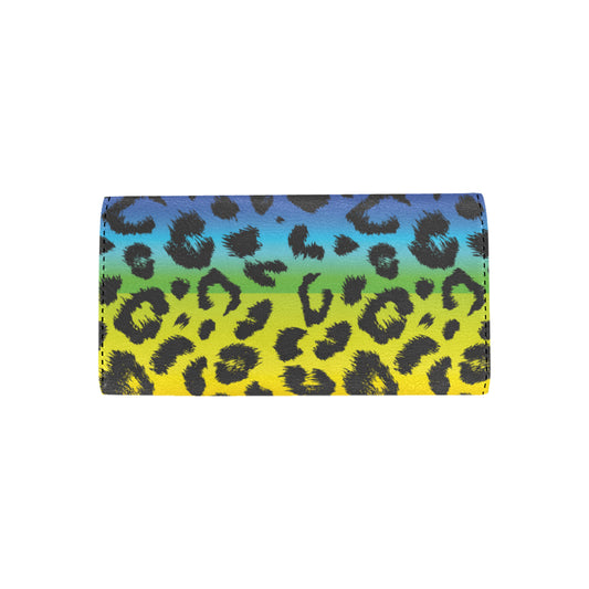 Rainbow Leopard Pattern Print Design A01 Women's Trifold Wallet