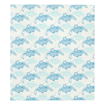 Sea Turtle Pattern Print Design T01 Premium Quilt