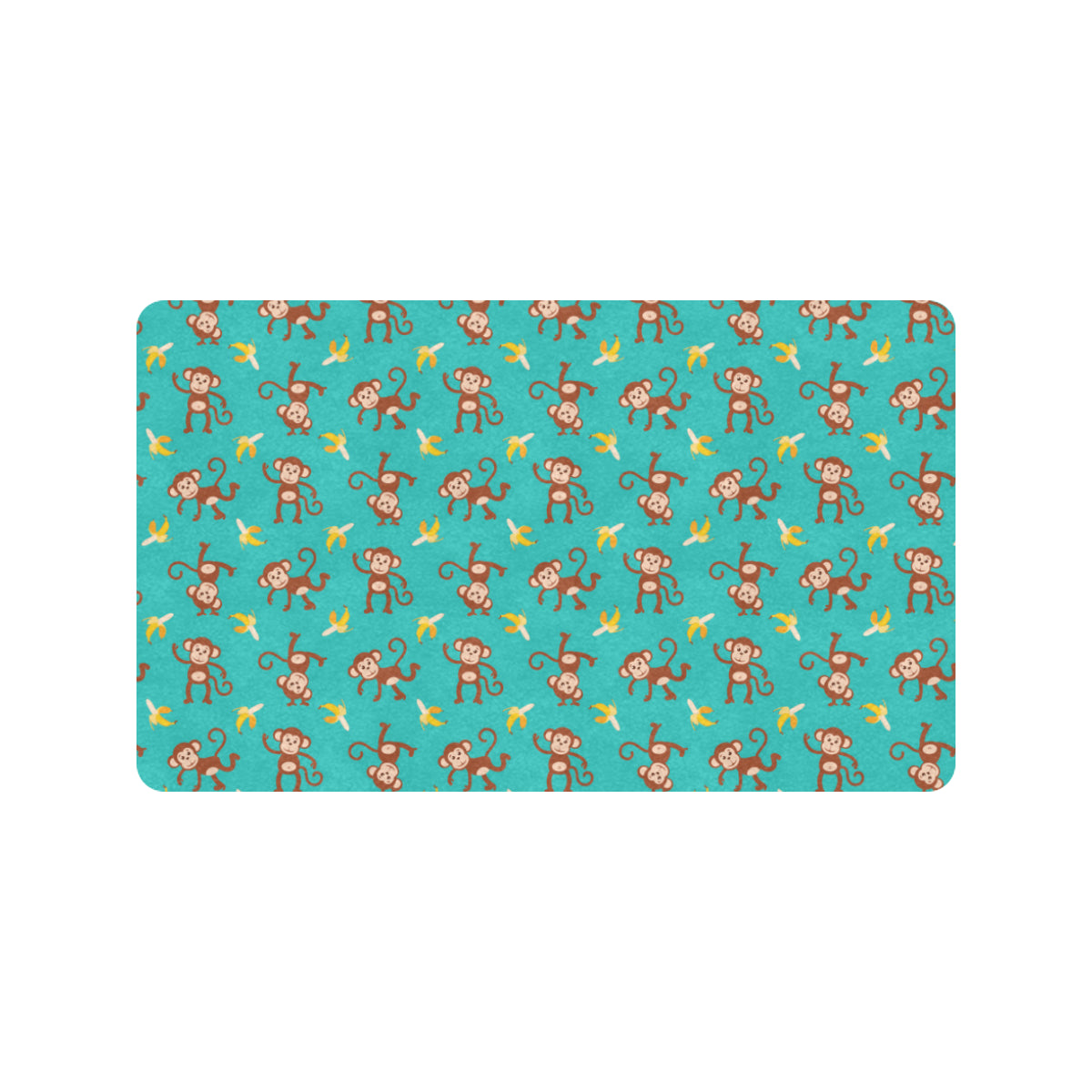 Monkey Banana Design Themed Print Rubber Doormat