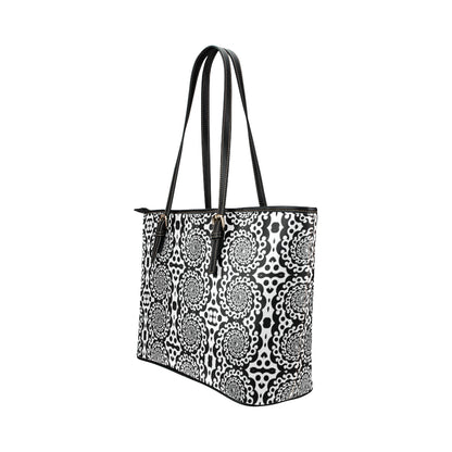 Yin Yang Spiral Design Print Leather Tote Bag