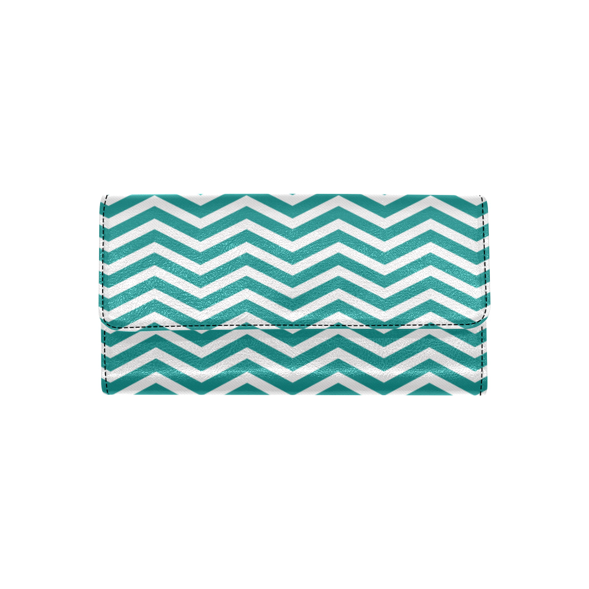 Chevron Teal Pattern Print Design 02 Women's Trifold Wallet