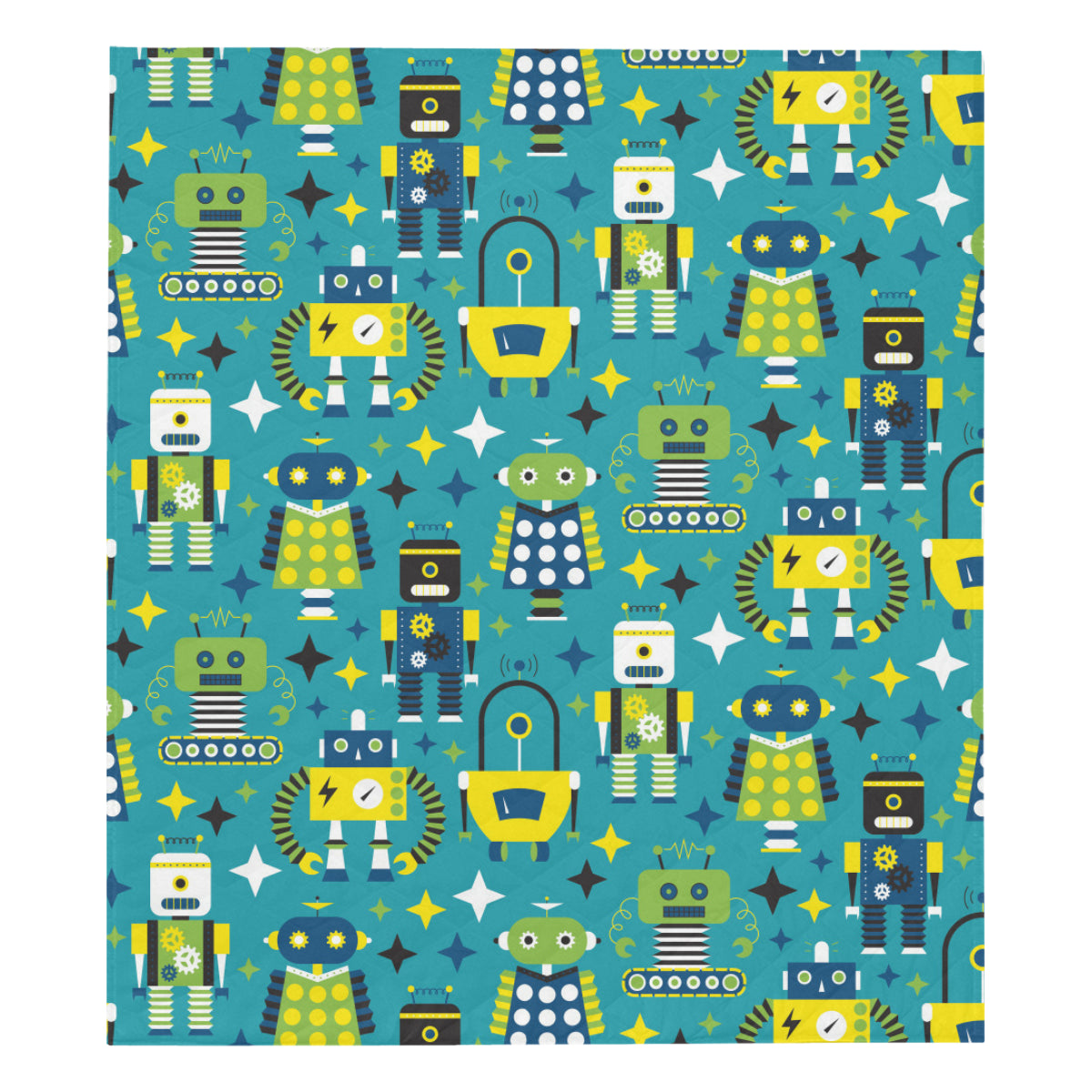 Robot Pattern Print Design A02 Premium Quilt