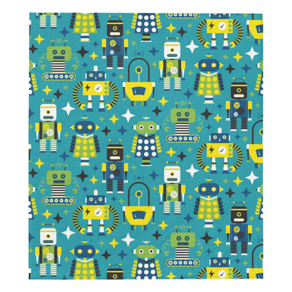 Robot Pattern Print Design A02 Premium Quilt