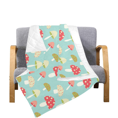 Mushroom Pattern Print Design A01 Premium Quilt