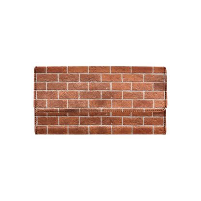 Brick Brown Pattern Print Design 02 Women's Trifold Wallet