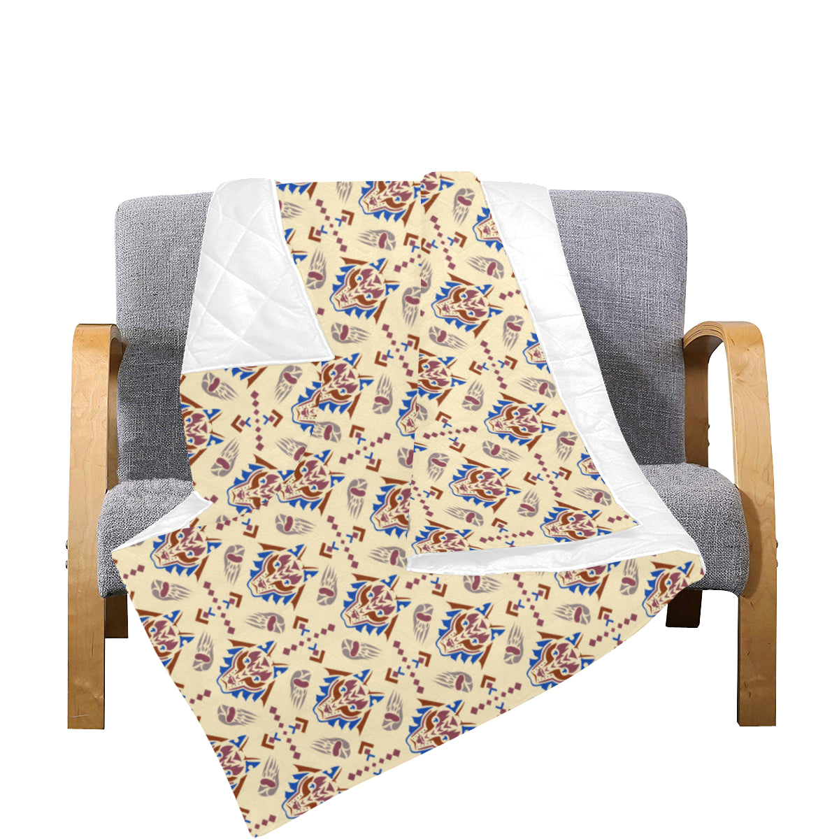 Aztec Wolf Pattern Print Design 03 Premium Quilt