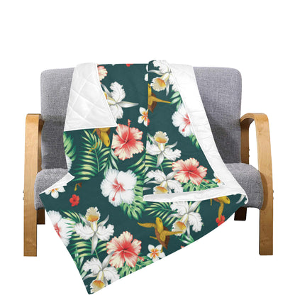 Hawaiian Flower Design with SeaTurtle Print Premium Quilt