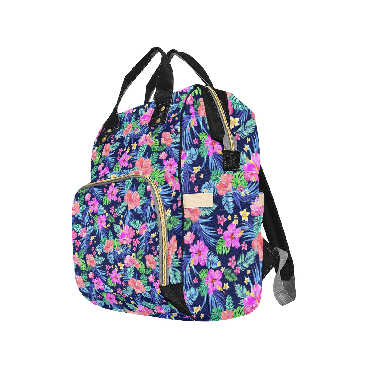 Neon Hibiscus Pattern Print Design HB016 Diaper Bag Backpack