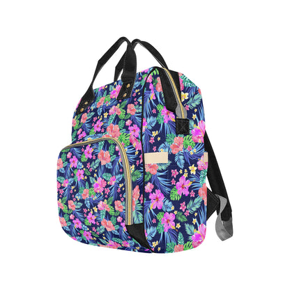 Neon Hibiscus Pattern Print Design HB016 Diaper Bag Backpack