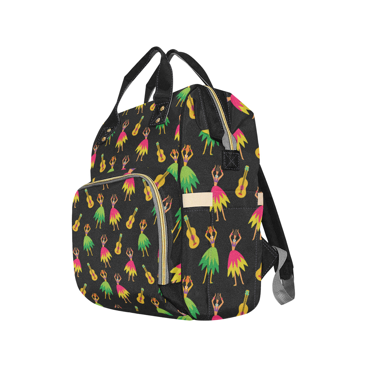 Hula Dancers Hawaiian Girl Pattern Print Design 03 Diaper Bag Backpack