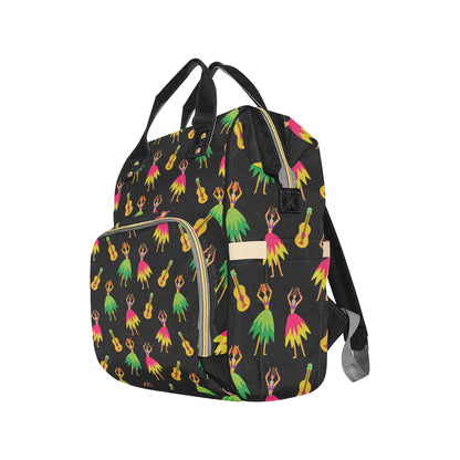 Hula Dancers Hawaiian Girl Pattern Print Design 03 Diaper Bag Backpack