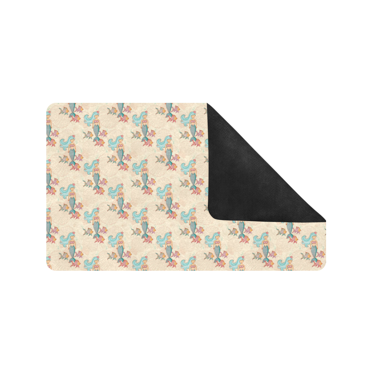 Mermaid Girl With Fish Design Print Rubber Doormat