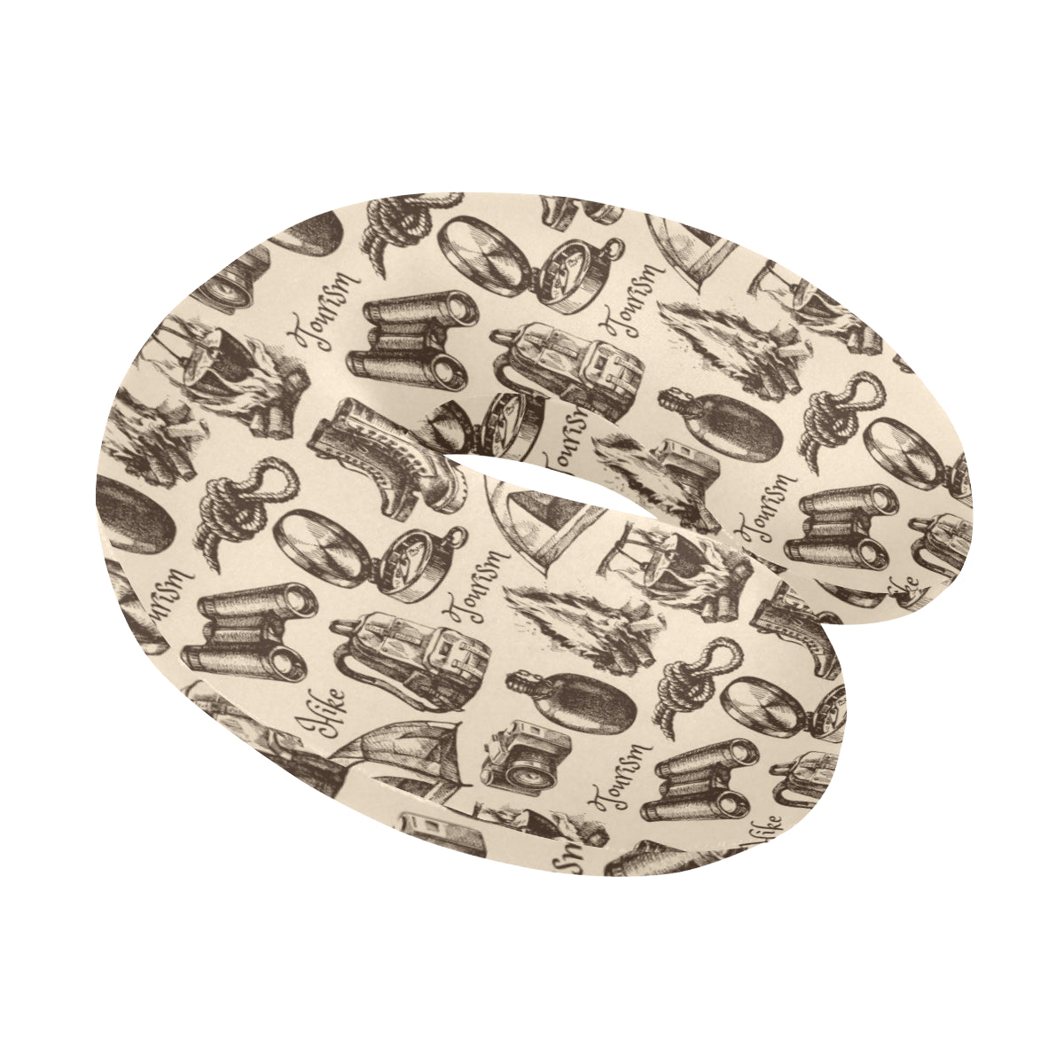 Camping Pattern Print Design 01 U-Shaped Travel Neck Pillow