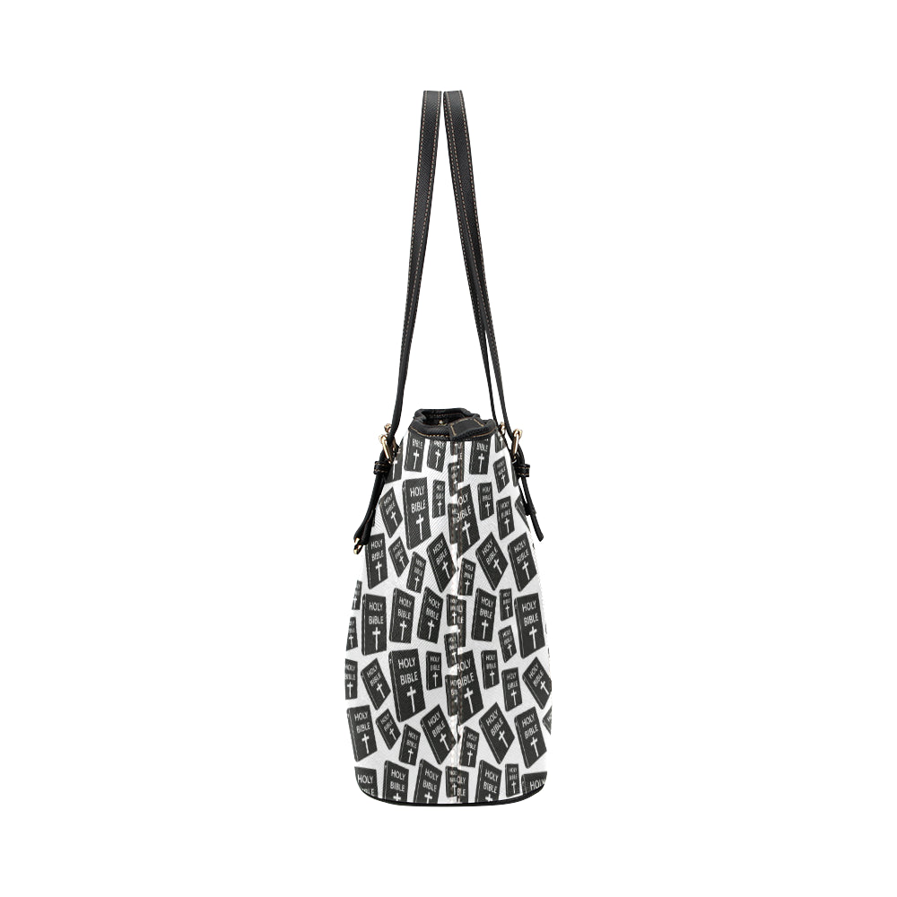 Christian Holy Bible Book Pattern Leather Tote Bag
