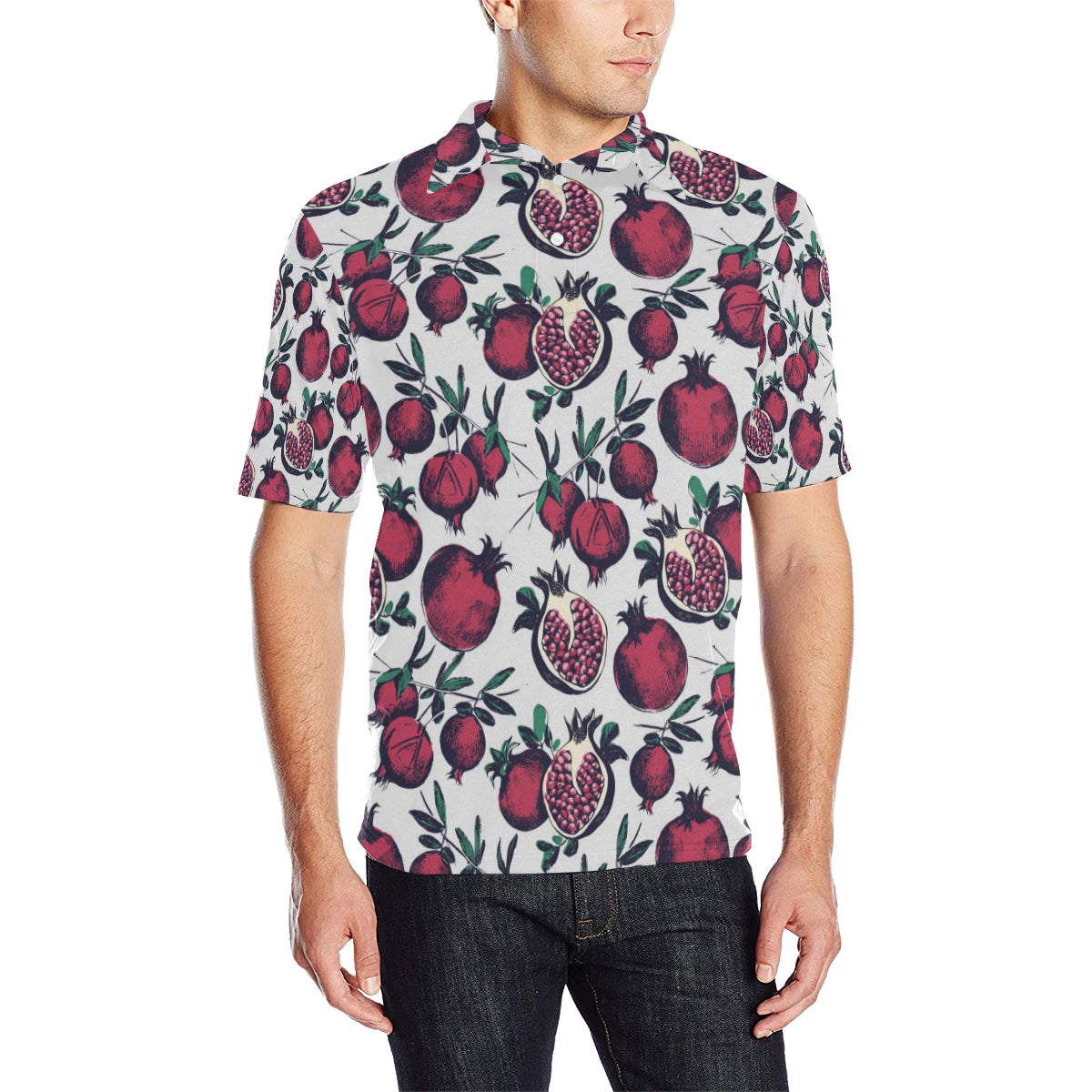Pomegranate Pattern Print Design PG01 Men Polo Shirt