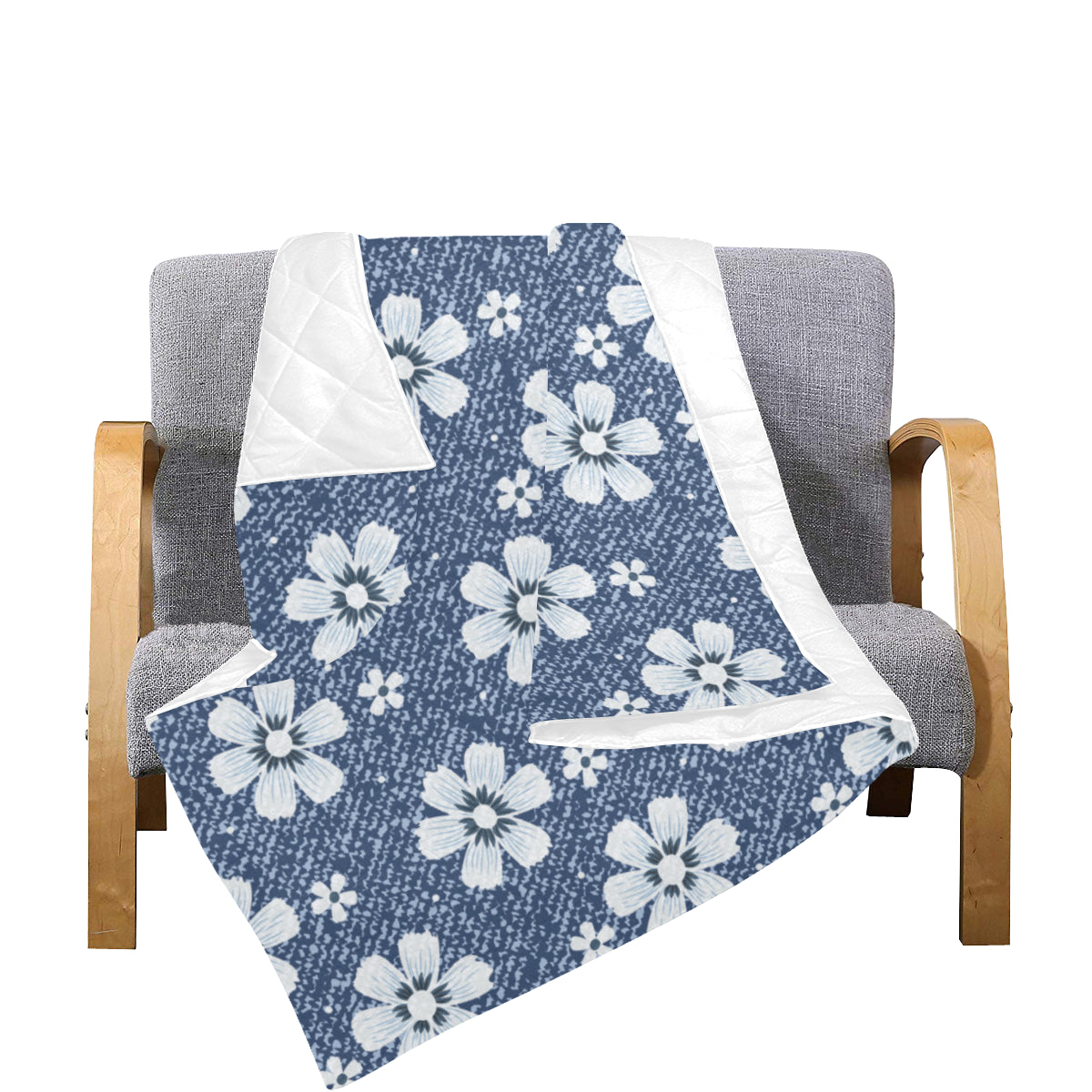 Jean Flower Pattern Print Design 03 Premium Quilt