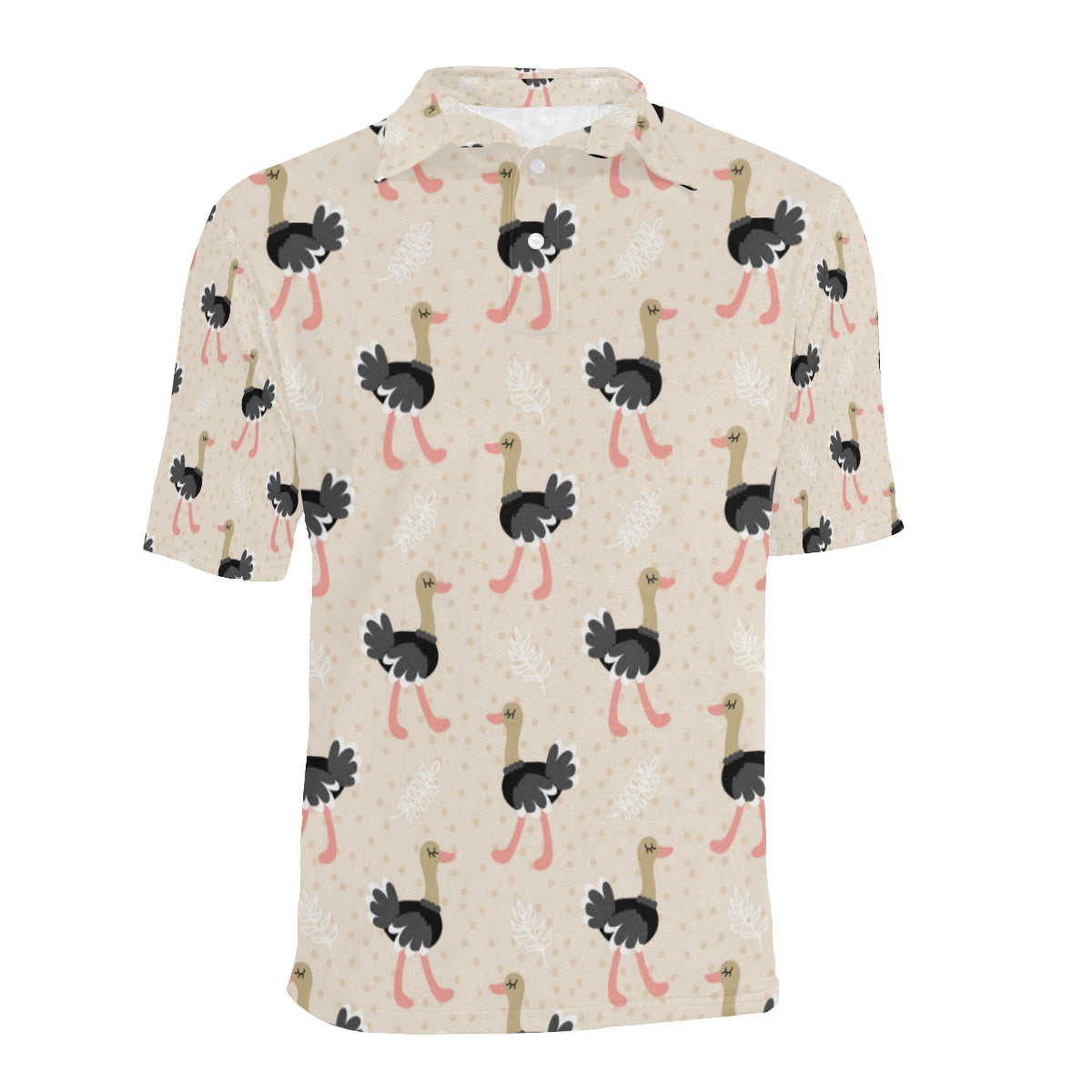 Ostrich Pattern Print Design 02 Men Polo Shirt