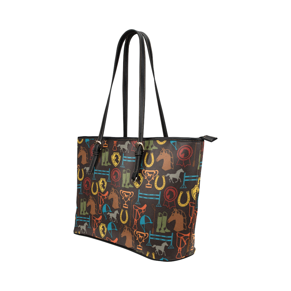 Equestrian Equipment Horse Colorful Leather Tote Bag
