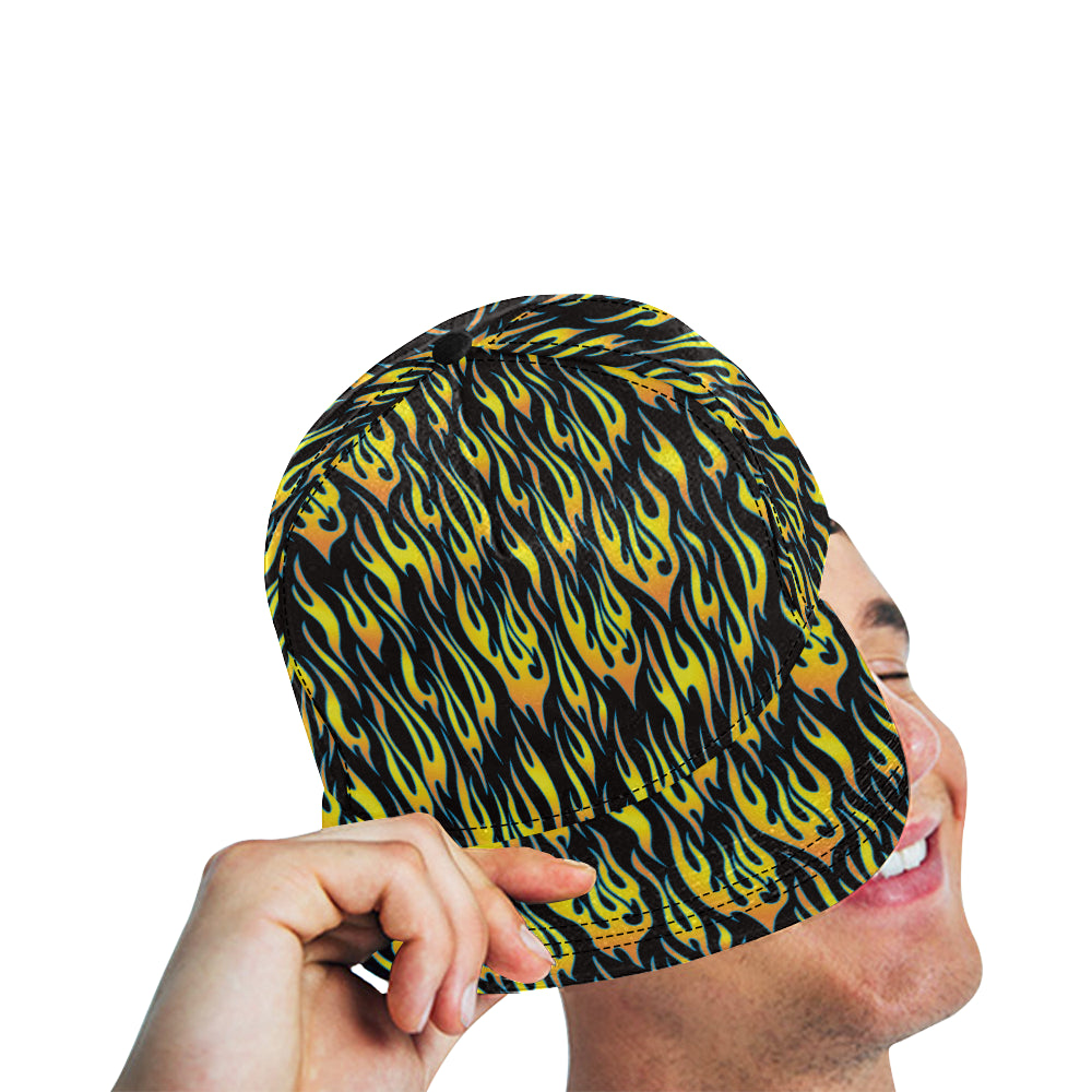 Flame Fire Yellow Pattern Snapback Cap