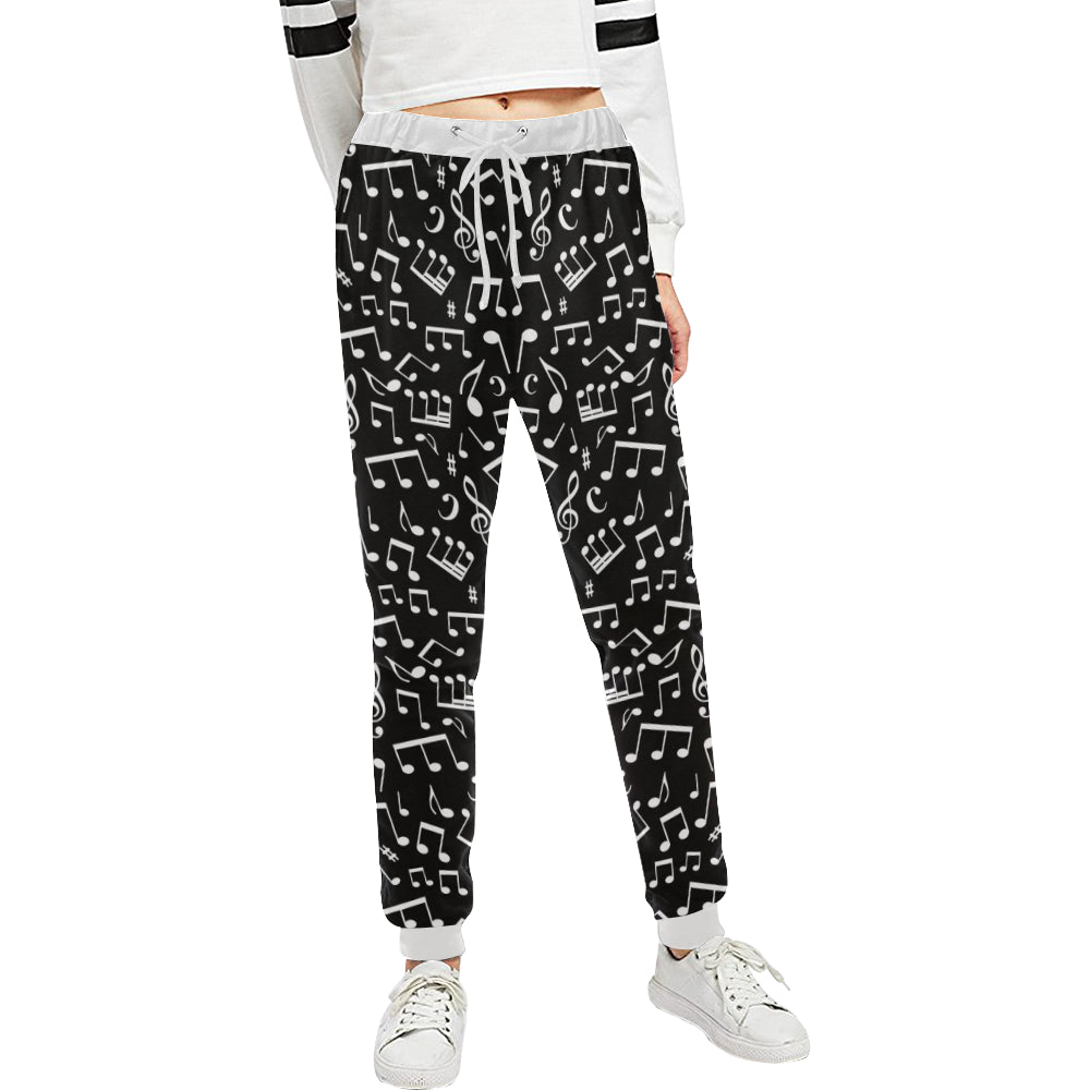 Music Note Black white Themed Print Unisex Sweatpants