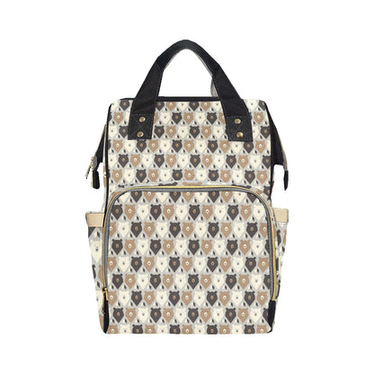 Bear Pattern Print Design 04 Diaper Bag Backpack