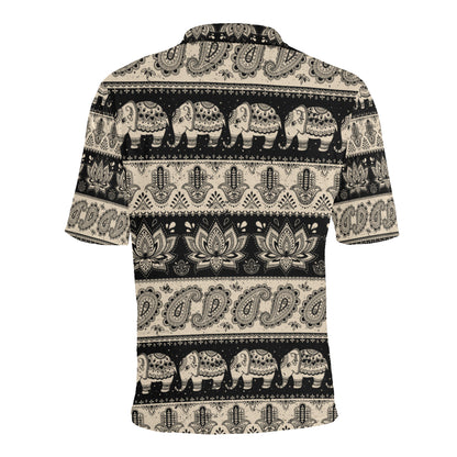Elephant Hansa Lotus Pattern Men Polo Shirt