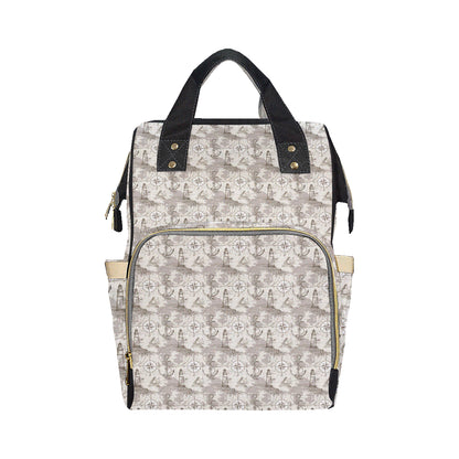 Nautical Map Design Themed Print Diaper Bag Backpack