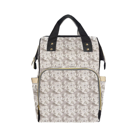 Nautical Map Design Themed Print Diaper Bag Backpack