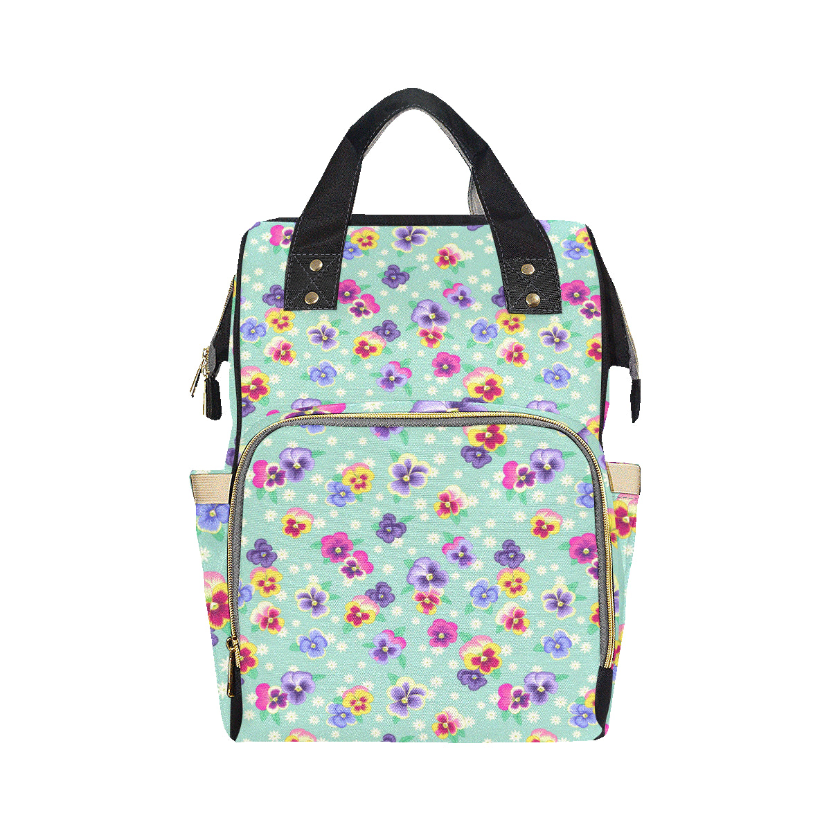 Pansy Pattern Print Design PS08 Diaper Bag Backpack